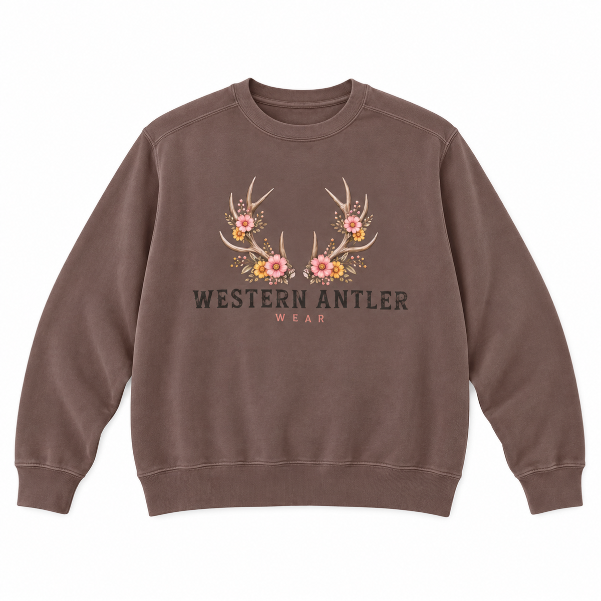 Womens' Western Antler Floral Crewneck Sweatshirt